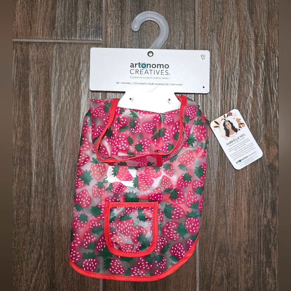 Artonomo Creatives Strawberry Print Dog Rain Coat XS